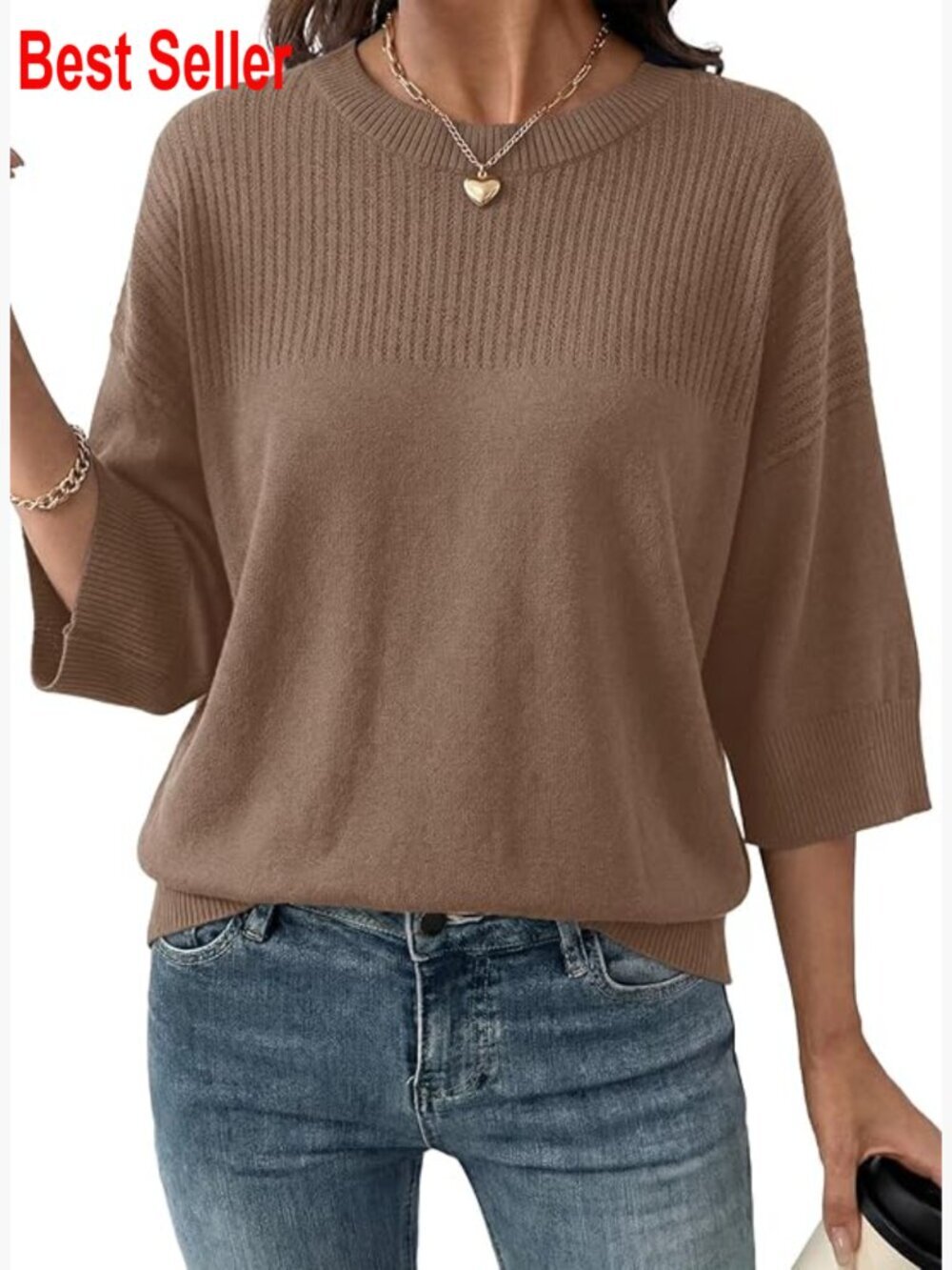 Half Sleeve Oversized Trendy Cropped Sweater Knit Top